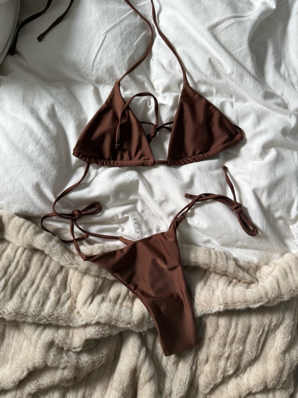 Brown Triangle String Bikini Set - Women Swim